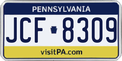 PA license plate JCF8309