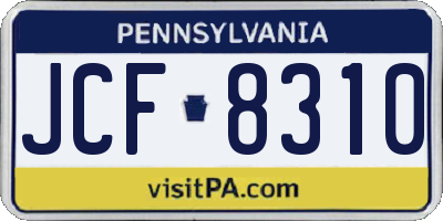 PA license plate JCF8310