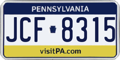 PA license plate JCF8315