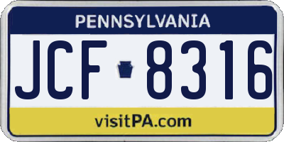 PA license plate JCF8316