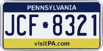 PA license plate JCF8321