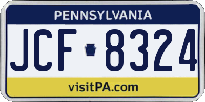PA license plate JCF8324