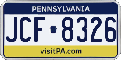 PA license plate JCF8326