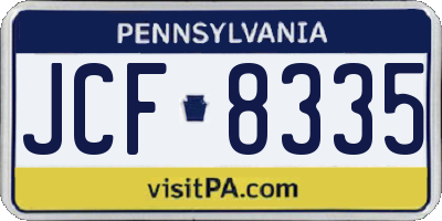 PA license plate JCF8335