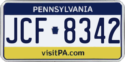 PA license plate JCF8342