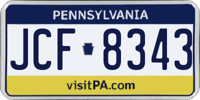 PA license plate JCF8343