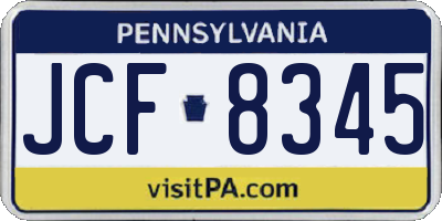 PA license plate JCF8345