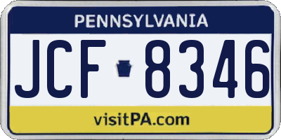 PA license plate JCF8346