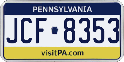 PA license plate JCF8353