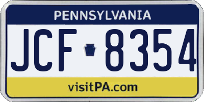 PA license plate JCF8354