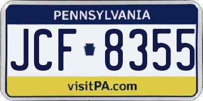 PA license plate JCF8355
