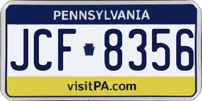 PA license plate JCF8356
