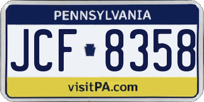 PA license plate JCF8358