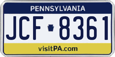 PA license plate JCF8361