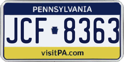 PA license plate JCF8363