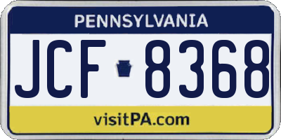 PA license plate JCF8368