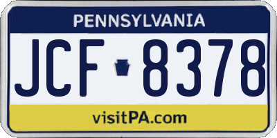 PA license plate JCF8378