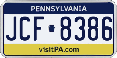PA license plate JCF8386