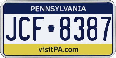 PA license plate JCF8387