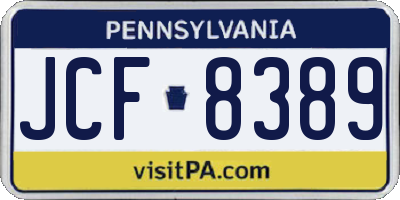 PA license plate JCF8389