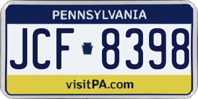 PA license plate JCF8398