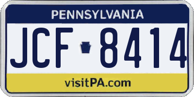 PA license plate JCF8414