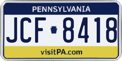 PA license plate JCF8418