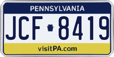 PA license plate JCF8419