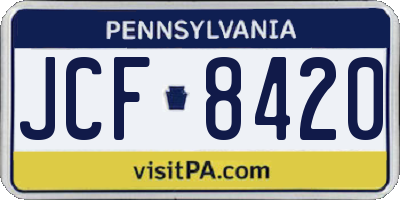 PA license plate JCF8420