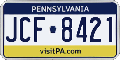 PA license plate JCF8421