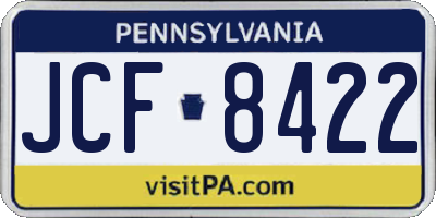 PA license plate JCF8422