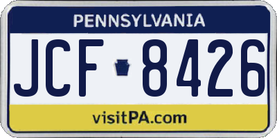 PA license plate JCF8426