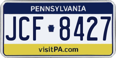 PA license plate JCF8427