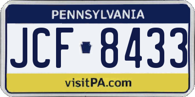 PA license plate JCF8433