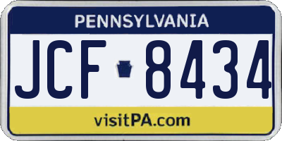 PA license plate JCF8434