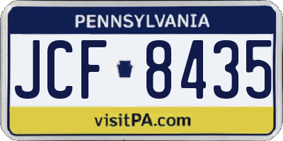 PA license plate JCF8435