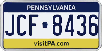 PA license plate JCF8436