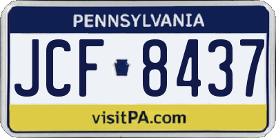 PA license plate JCF8437