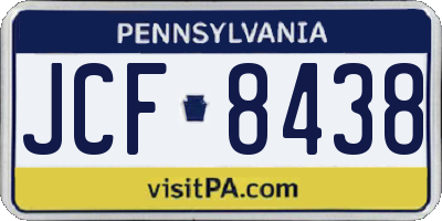 PA license plate JCF8438