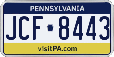 PA license plate JCF8443