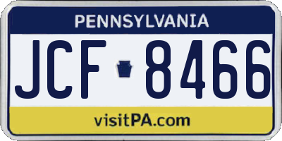 PA license plate JCF8466