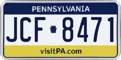 PA license plate JCF8471