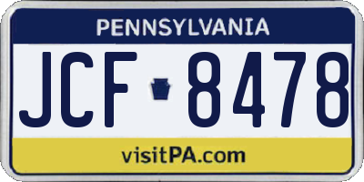 PA license plate JCF8478
