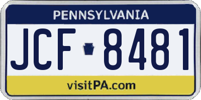 PA license plate JCF8481