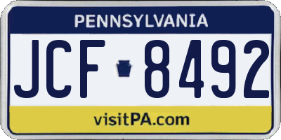 PA license plate JCF8492