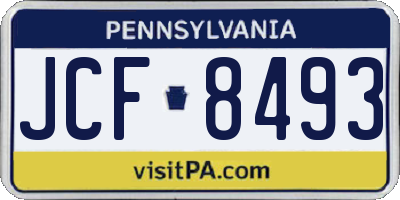 PA license plate JCF8493