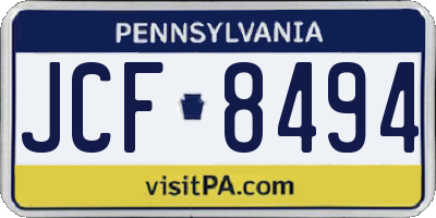PA license plate JCF8494