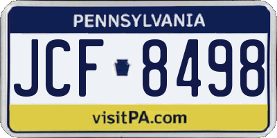 PA license plate JCF8498