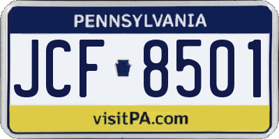 PA license plate JCF8501