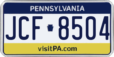 PA license plate JCF8504